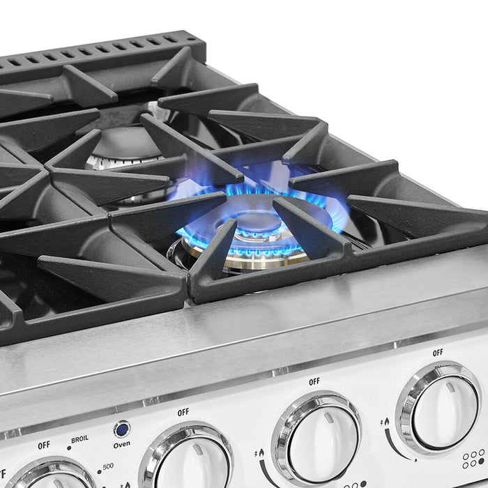 Cuisinière à gaz Classic Rétro par Unique de 36 po et de 5,2 pi3 à 6 brûleurs avec convection - blanc guimauve - UGP-36CR W