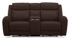 Causeuse à inclinaison électrique Reign de 78 po en cuir véritable de qualité supérieure avec console - brun chocolat Silverado