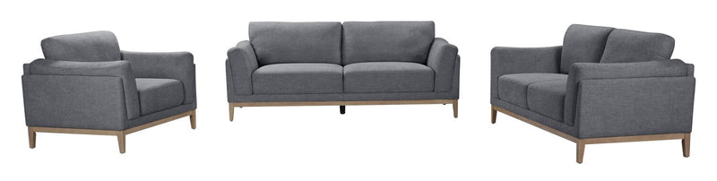 Fauteuil Valley de 44 po en tissu avec base et pattes en hévéa - étain