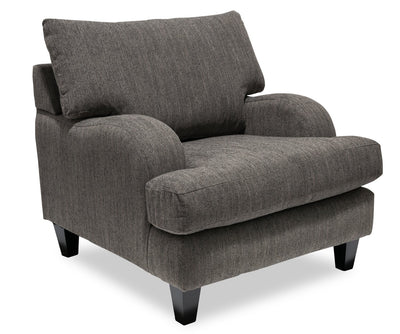 Made in Canada Nofia 36" Chenille Fabric Chair with Wood Legs - Charcoal Grey | Fauteuil Nofia de 36 po fabriqué au Canada en tissu de chenille avec pattes en bois - gris anthracite