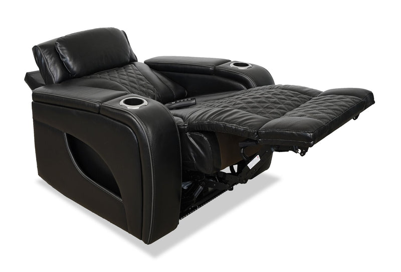 Fauteuil de massage à inclinaison électrique Elite de 38 po en cuir véritable avec son immersif et appuie-tête électrique - noir