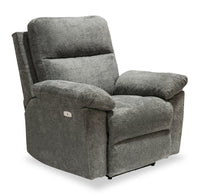 Fauteuil à inclinaison électrique Oliver 40 po fabriqué au Canada, en tissu de chenille avec port USB - gris étain Addison