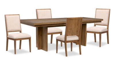 Scott Living Henri 5pc Dining Set with Table & Chairs, 66-84"W Extension, Wood - Brown & Cream | Ensemble de salle à manger Henri de Scott Living 5 pièces en bois avec table, rallonge de 66 po à 84 po (L) et chaises - brun et crème