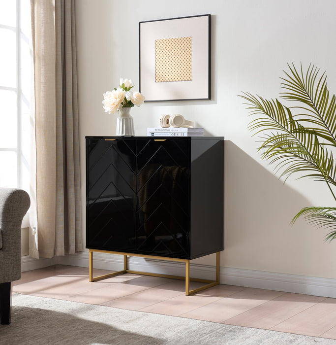 Armoire décorative Lottie de 28,5 po à 2 portes - noir lustré