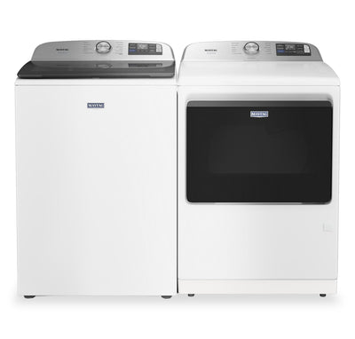 Maytag 6.0 Cu. Ft. Top-Load Washer and 7.4 Cu. Ft. Pet Pro Electric Dryer – White | Laveuse à chargement par le haut de 6,0 pi³ et sécheuse électrique de 7,4 pi³ Animal Pet Pro de Maytag - blanches