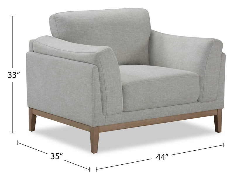 Fauteuil Valley de 44 po en tissu avec base et pattes en hévéa - sable