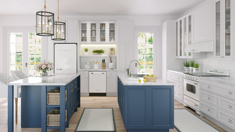 Lave-vaisselle Classic Rétro par Unique de 24 po et de 45 dBA avec commandes sur le dessus - blanc guimauve - UGP-24CR DW W