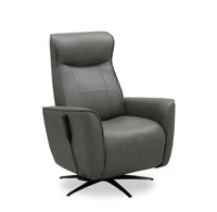Fauteuil de massage à inclinaison électrique Serene de 31 po en cuir véritable avec appuie-tête électrique et siège chauffant - gris