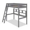 Lit mezzanine Brody gris avec bureau intégré, échelle et garde-corps pour enfants et adolescents - format lit simple