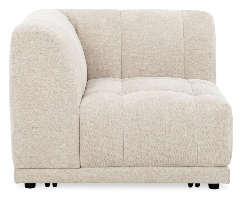Fauteuil en coin modulaire Oaklyn Kort & Co. de 38,5 po en tissu avec coussin de siège capitonné - beige
