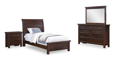 Sonoma 6pc Bedroom Set with Bed, Dresser, Mirror & Nightstand, Mango Brown - Twin Size | Ensemble de chambre à coucher Sonoma 6 pièces avec lit, commode, miroir et table de nuit, brun manguier - format lit simple