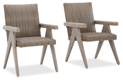 Muskoka Outdoor Patio Set of 2 Chairs - Resin Wicker, UV & Weather Resistant - Beige | Ensemble de 2 chaises Muskoka pour la terrasse à l’extérieur - osier en résine, résistant aux rayons UV et aux intempéries - beige
