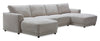 Sofa sectionnel modulaire en forme de U Voyage 4 pièces en tissu avec coussins de dossier amovibles - beige