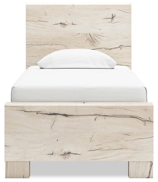 Ensemble de chambre à coucher Derekson 6 pièces blanc rustique avec lit de rangement latéral, commode, miroir et table de nuit - format lit simple