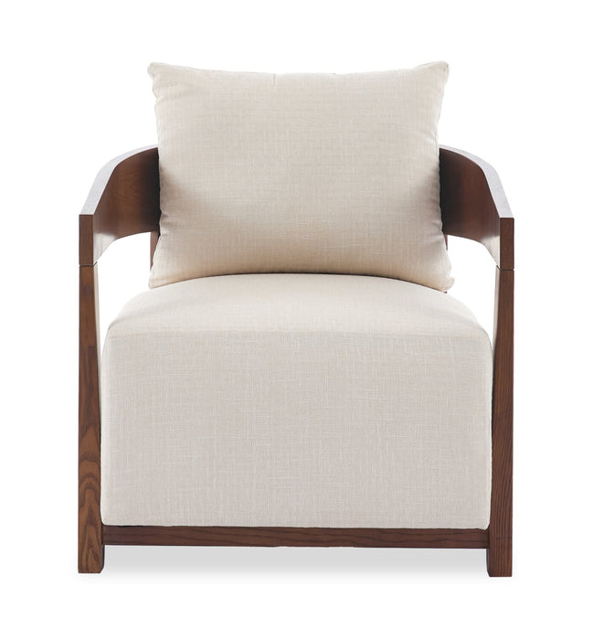 Fauteuil d’appoint Amor 28,54 po en tissu avec accoudoirs et pattes en bois - taupe