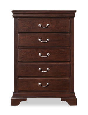 Commode verticale Marco de 32 po (l) x 48 po (H) à 5 tiroirs pour la chambre à coucher - brun cerisier