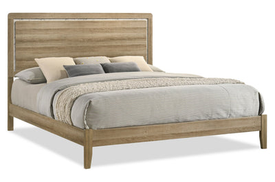 Sable Panel Bed with Headboard & Frame, Light Brown - King Size | Lit à panneaux Sable brun clair avec tête de lit et cadre de lit - format très grand lit