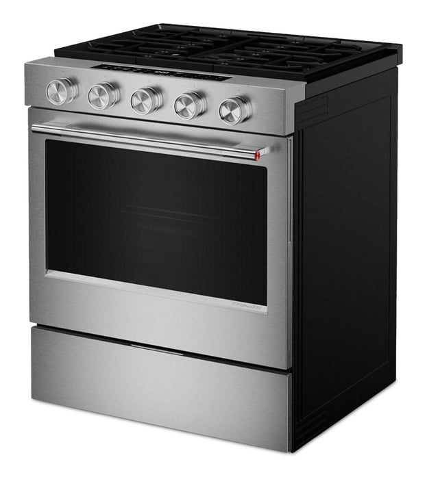 Cuisinière à gaz encastrée KitchenAid de 5,0 pi³ et de 30 po avec modes par convection - acier inoxydable résistant aux traces de doigts - KSGS530SPS