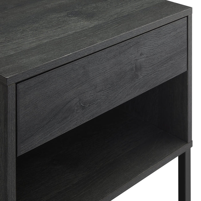 Table de nuit Fynn de 18 po (l) x 25,75 po (H) à 1 tiroir avec tablette de rangement - brune et noire