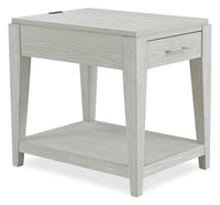 Table de fauteuil Vida de 19 po en bois massif avec rangement, tablette, éclairage et ports USB - sable