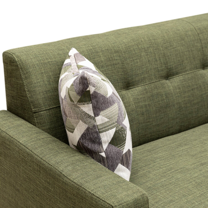 Sofa Freeman de Kort & Co. de 80 po de format condo en tissu d’apparence lin avec base et pattes en bois - vert avocat