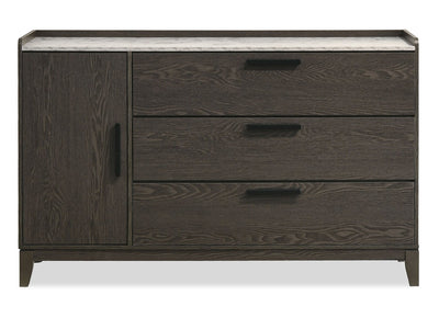 Sable Bedroom 3-Drawer Dresser with Storage Cabinet, 59"W x 37"H - Dark Grey | Commode de chambre à coucher Sable de 59 po (L) x 37 po (H) à 3 tiroirs avec armoire de rangement - gris foncé