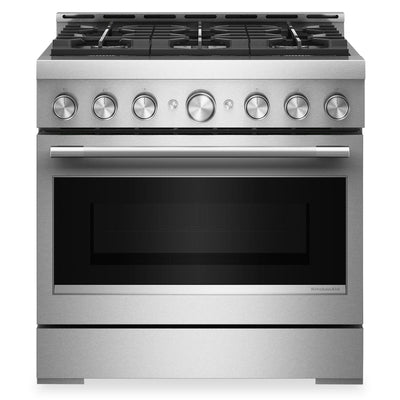 KitchenAid 36" 5.1 Cu. Ft. Gas Range with No Preheat Air Fry Mode - Stainless Steel - KFGS936SSS | Cuisinière à gaz KitchenAid de 5,1 pi3 et de 36 po avec mode de friture à air sans préchauffage - acier inoxydable - KFGS936SSS