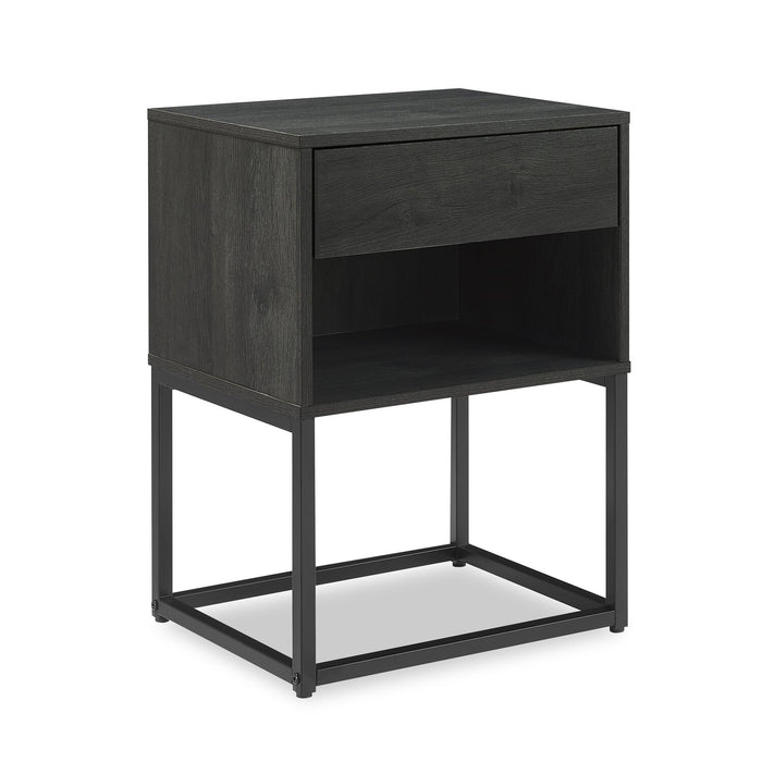 Table de nuit Fynn de 18 po (l) x 25,75 po (H) à 1 tiroir avec tablette de rangement - brune et noire