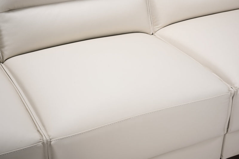 Sofa sectionnel de droite Citadel 3 pièces en cuir véritable de qualité supérieure avec pattes en bois - blanc givré