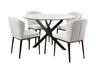 Ensemble de salle à manger Zoe 5 pièces avec table ronde de 47 po (L), dessus en verre, base géométrique en métal et 4 chaises - noir et gris