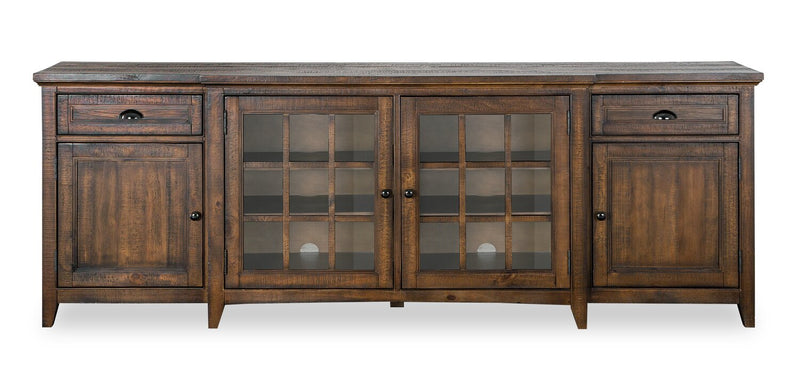 Meuble pour téléviseur traditionnel Wesley de 90 po avec rangement et système de gestion des câbles pour téléviseurs jusqu’à 95 po - muscade grillée