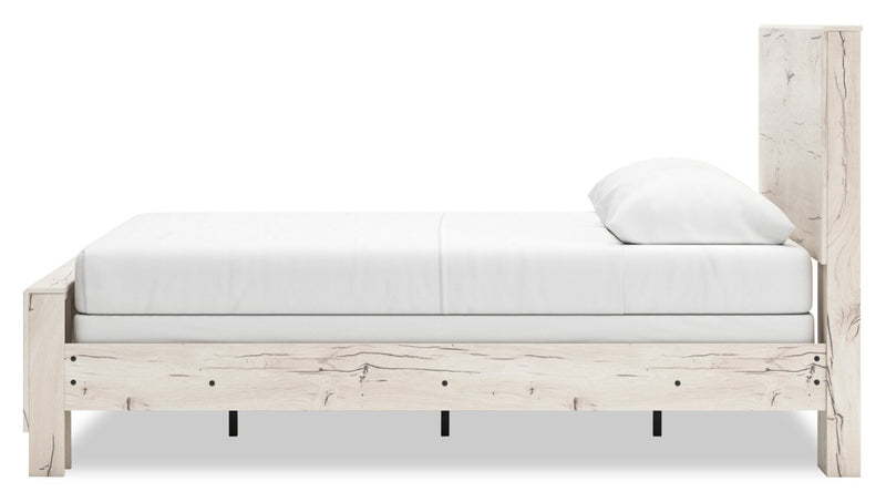 Lit à panneaux Derekson avec tête de lit et cadre de lit, blanc rustique - format grand lit