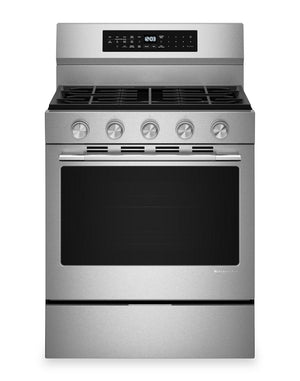 Cuisinière intelligente à gaz KitchenAid de 5,0 pi3 et de 30 po avec modes par convection - acier inoxydable résistant aux traces de doigts - KFGS530SPS