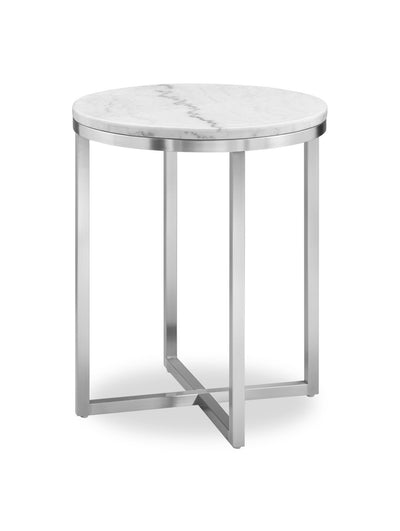 Sampson 20" Modern Round Marble End Table - White | Table de bout ronde moderne Sampson en marbre de 20 po - blanc