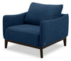 Fauteuil Gena de Cindy Crawford Home de 38,5 po en tissu d’apparence lin avec coussin de dossier amovible - bleu minuit