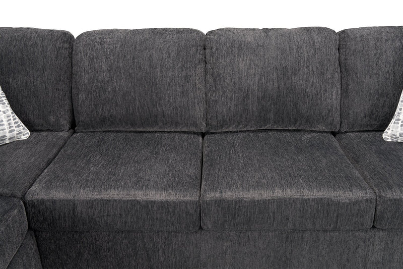 Sofa sectionnel de gauche Morgan 2 pièces fabriqué au Canada en tissu de chenille avec sofa et coussins décoratifs - gris