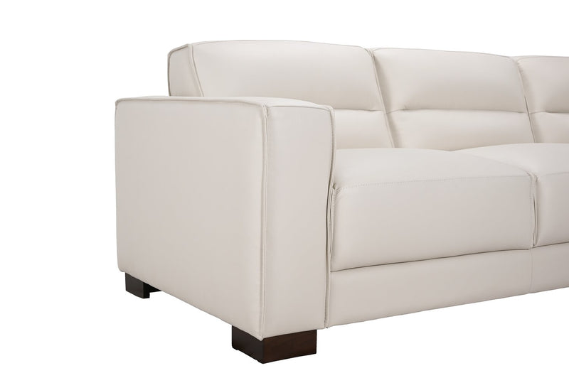 Sofa sectionnel de droite Citadel 3 pièces en cuir véritable de qualité supérieure avec pattes en bois - blanc givré