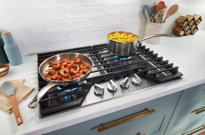 Surface de cuisson à gaz Whirlpool de 30 po avec grilles en fonte à charnières EZ-2-LiftMC - WCGK5030PS