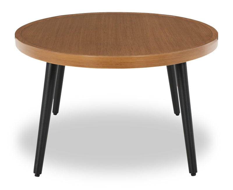 Table à café ovale Tofino pour la terrasse à l’extérieur - 22 po (L), aluminium, résistant aux rayons UV et aux intempéries - brune et noire