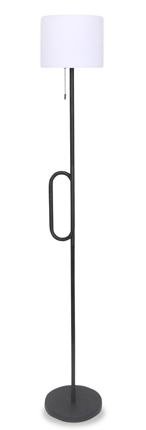 Lampe à pied pour l’intérieur et pour l’extérieur moderne portable Solana de 64 po en métal et en acrylique avec port USB  - noire