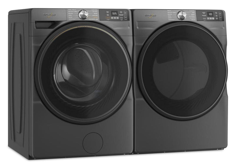 Laveuse intelligente à chargement frontal de 5,2 pi³, sécheuse électrique de 7,4 pi³ de Whirlpool - noir volcan