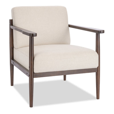 Maci 28.9" Linen-Look Accent Chair with Wood Legs – Taupe | Fauteuil d’appoint Maci de 28,9 po d’apparence lin avec pattes en bois - taupe