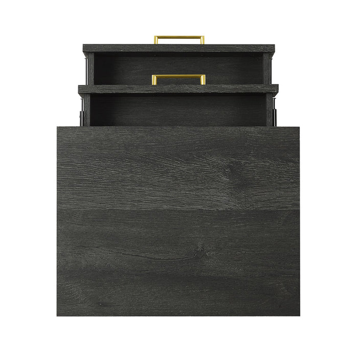 Table de nuit Alia de 18 po (l) x 25,75 po (H) à 2 tiroirs avec touche dorée - noire