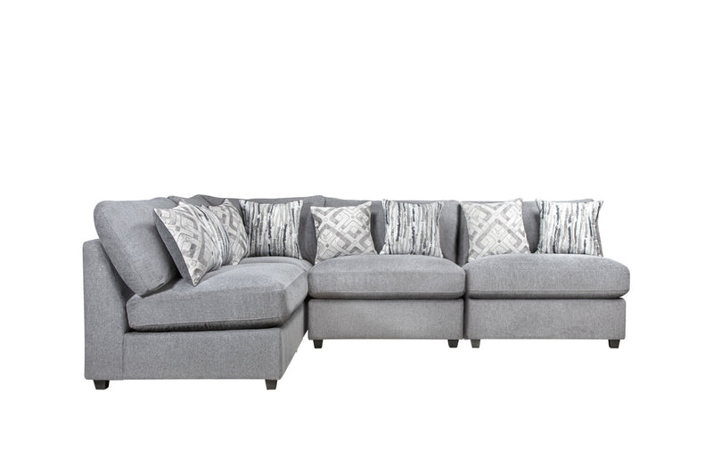Sofa sectionnel modulaire Evolve de Scott Living 4 pièces en tissu d’apparence lin avec coussins en duvet et plumes - gris