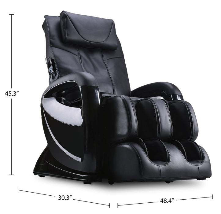 Fauteuil de massage inclinable Remedy de 48,4 po en similicuir - noir
