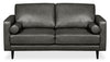Causeuse Edge de 70 po en cuir véritable avec pattes en bois et coussins de dossier amovibles - grise