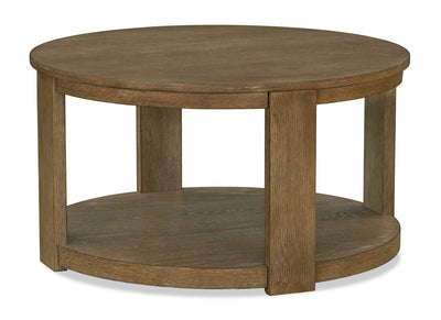 Declan 31.5" Modern Round Coffee Table with casters – Natural Wood | Table à café ronde moderne Declan de 31,5 po avec roulettes - bois naturel