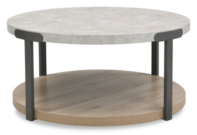 Felicity 36" Round Coffee Table with Shelf and Casters - Grey | Table à café ronde Felicity de 36 po avec tablette et roulettes - grise