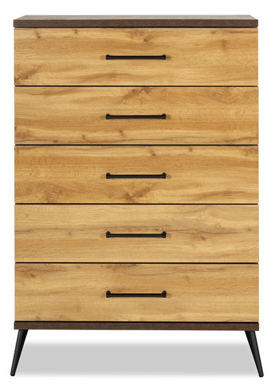 Silas Bedroom Chest of Drawers, 5-Drawer, 33"W x 47.5"H - Rustic Brown | Commode verticale de chambre à coucher Silas de 33 po (L) x 47,5 po (H) à 5 tiroirs - brun rustique