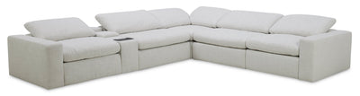 Sky Modular 6-Piece Fabric Power Reclining Sectional with Reclining Armless Chair - Nathan Wheat | Sofa sectionnel modulaire à inclinaison électrique Sky 6 pièces en tissu avec fauteuil sans accoudoirs inclinable - blé Nathan